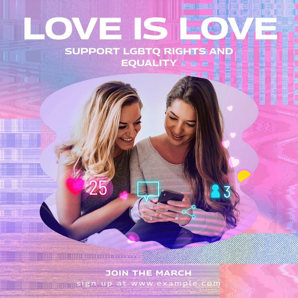 Love is love Instagram post template, editable text