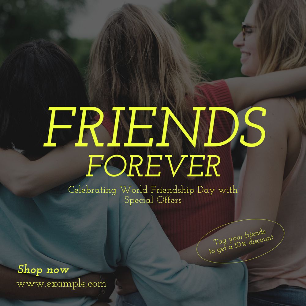 Friends forever Instagram post template, editable text