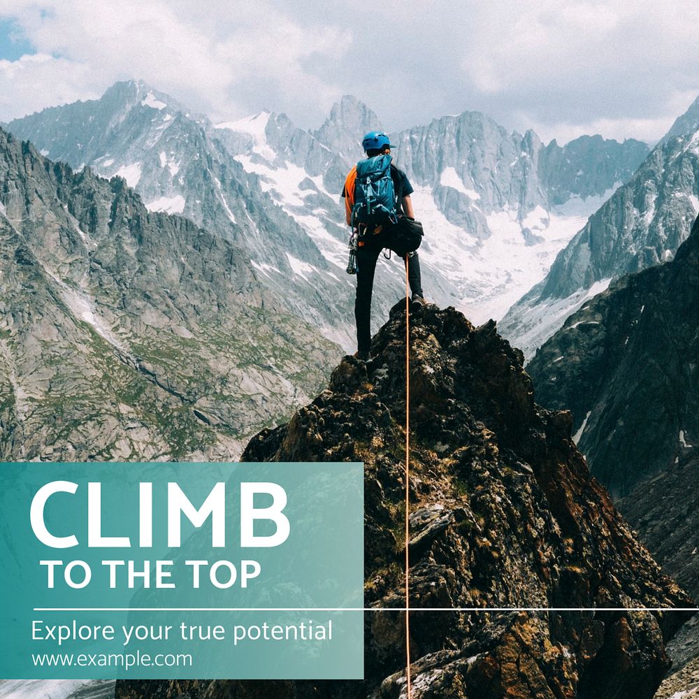 Hiking inspiration goals Instagram post template, editable text