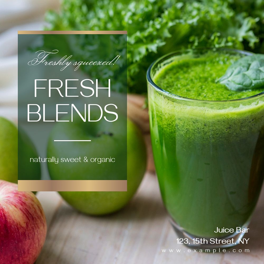 Fresh fruit blends Instagram post template, editable text