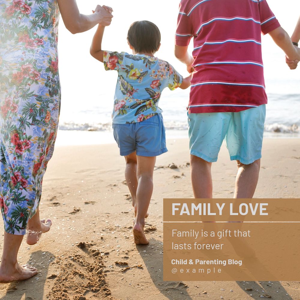 Family love Instagram post template, editable text