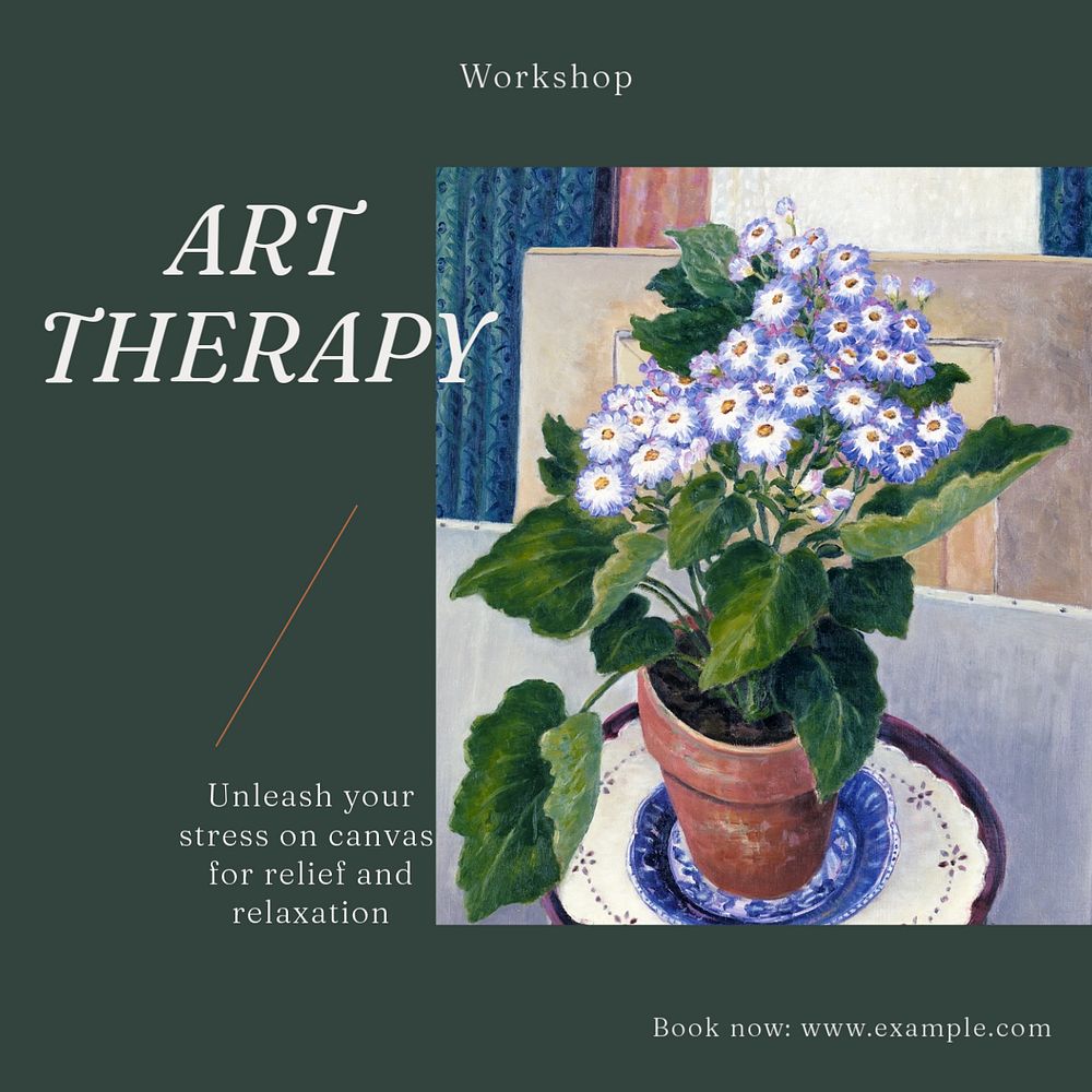 Art therapy Instagram post template, editable text