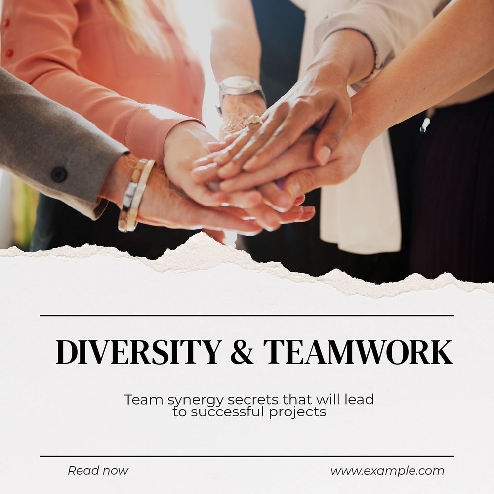 diversity and teamwork Instagram post template, editable text