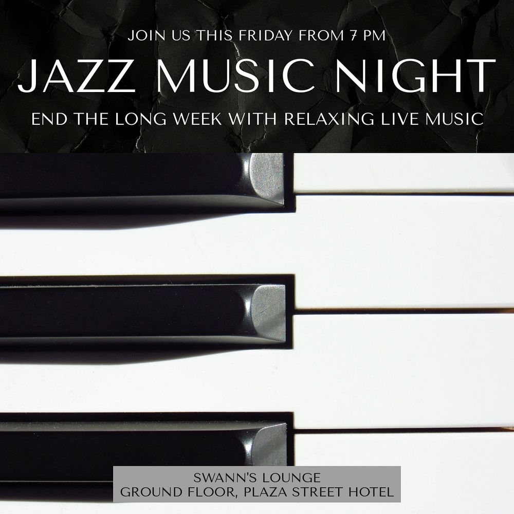 Jazz music night Instagram post template, editable text