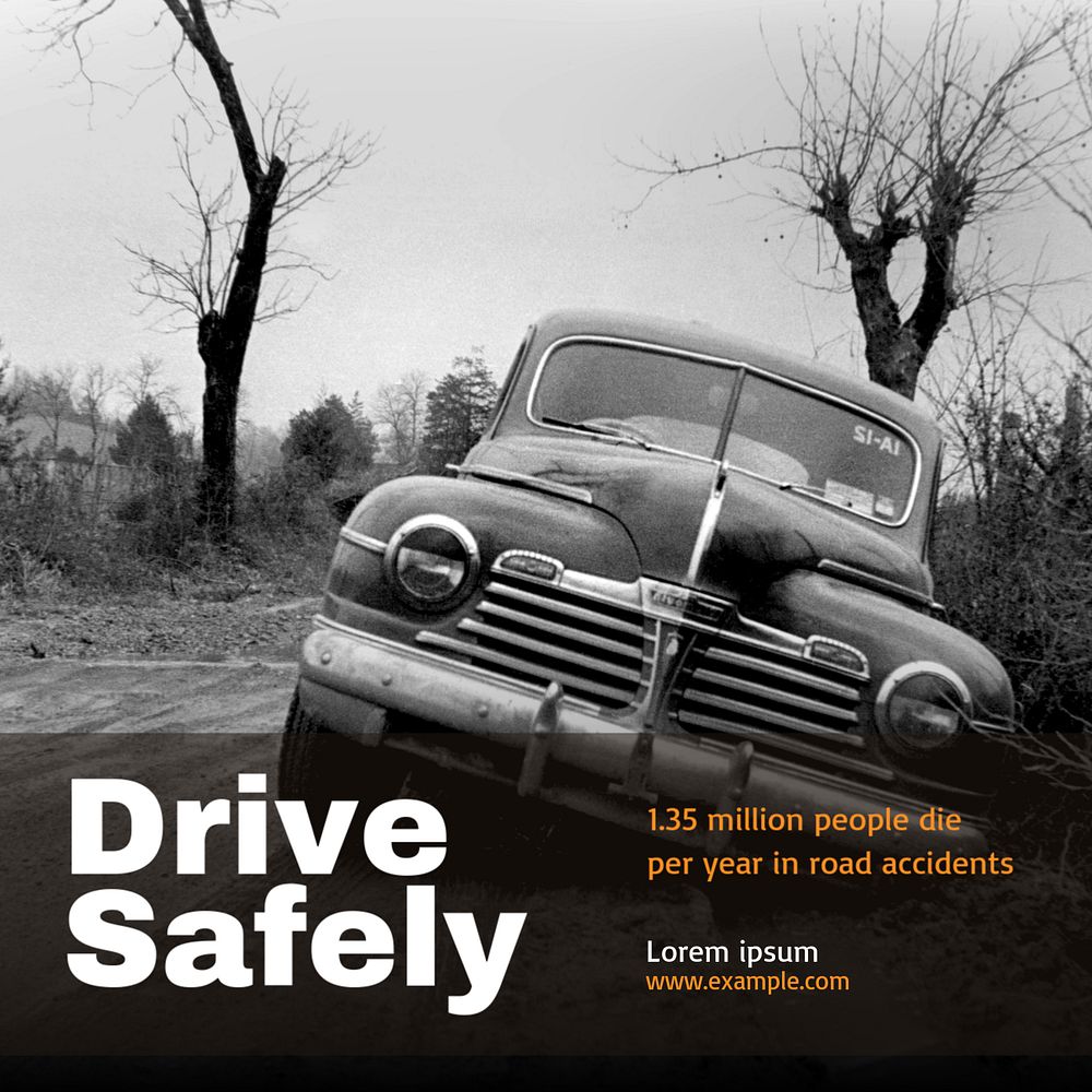 Drive safely Instagram post template, editable text