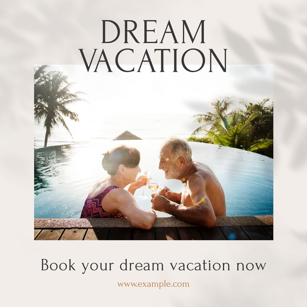 Dream vacation Instagram post template, editable text