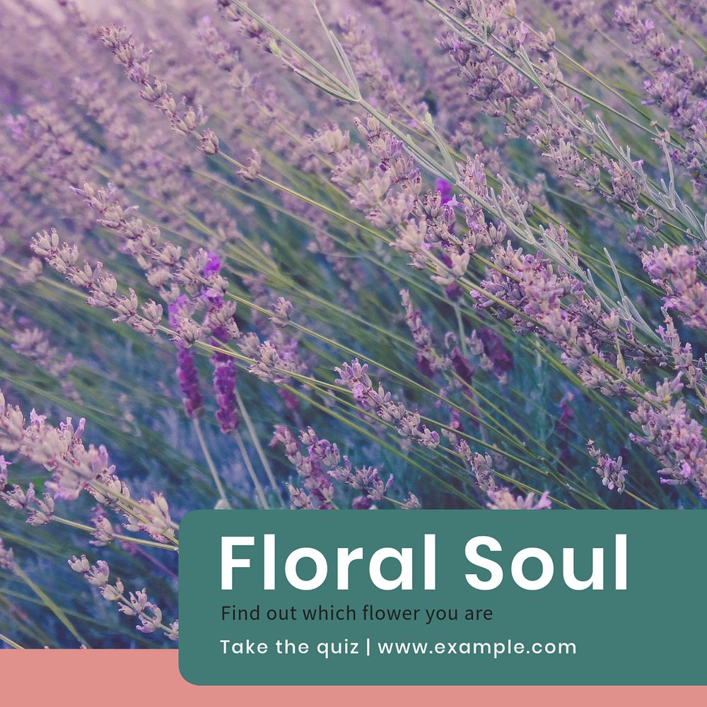 Floral soul quiz Instagram post template, editable text