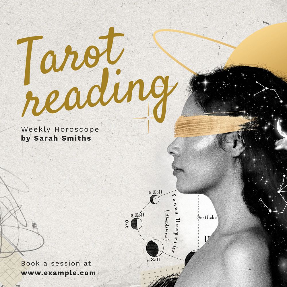 Tarot reading Instagram post template, editable text