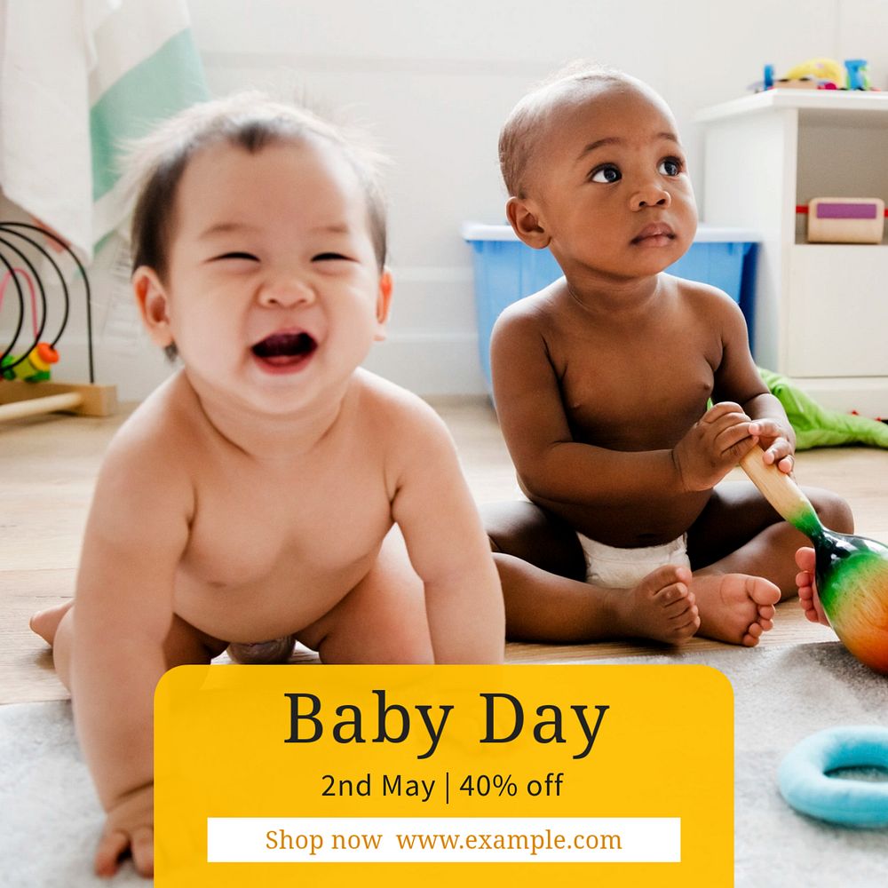 Baby Day sale Instagram post template, editable text