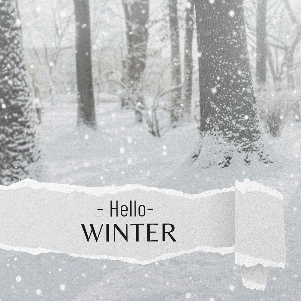 Hello winter Instagram post template, editable text