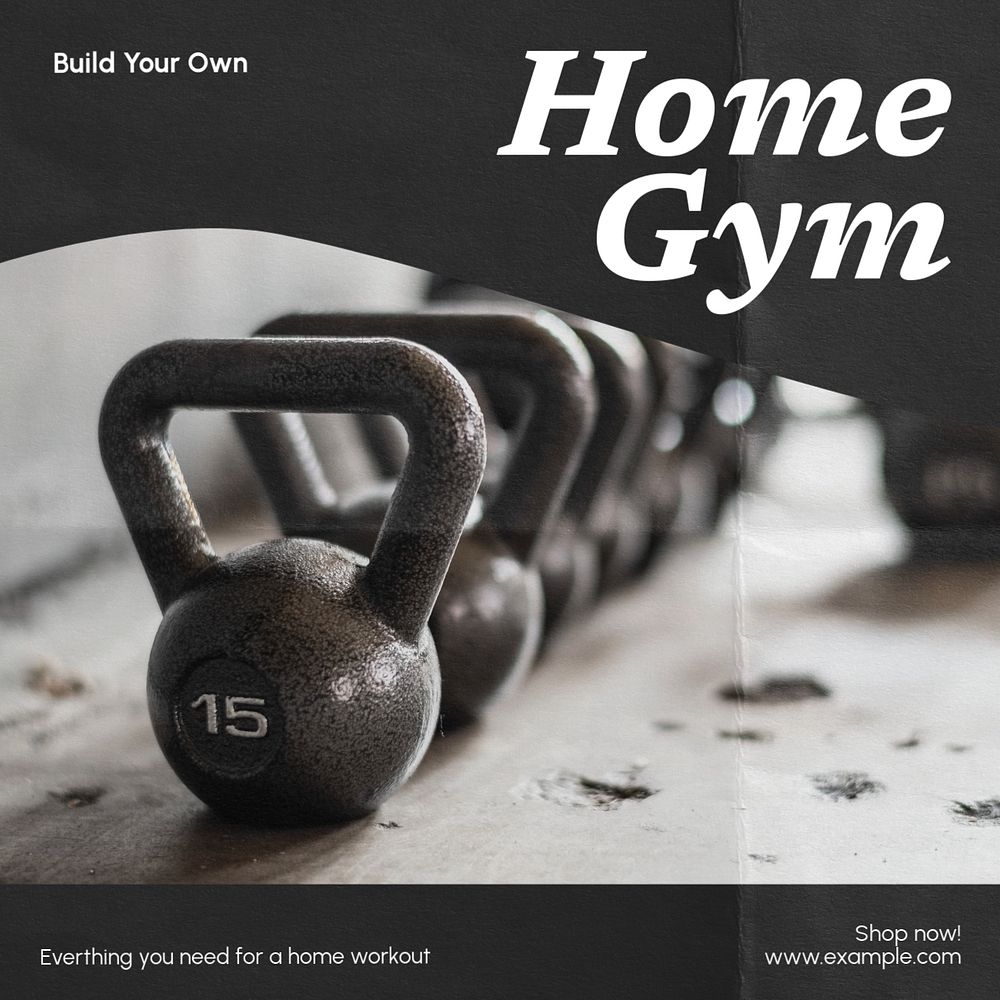 Home gym Instagram post template, editable text