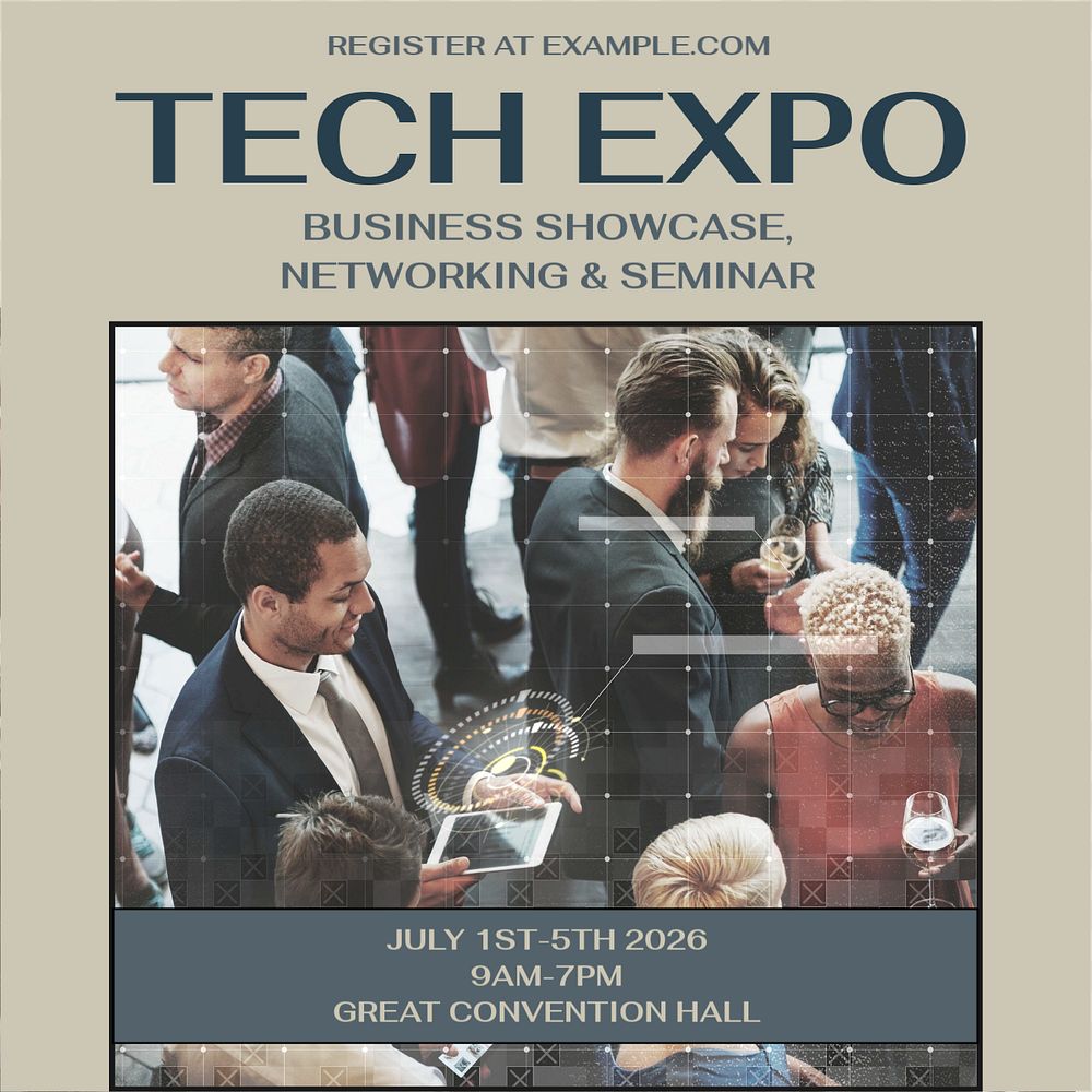 Tech expo Instagram post template, editable text