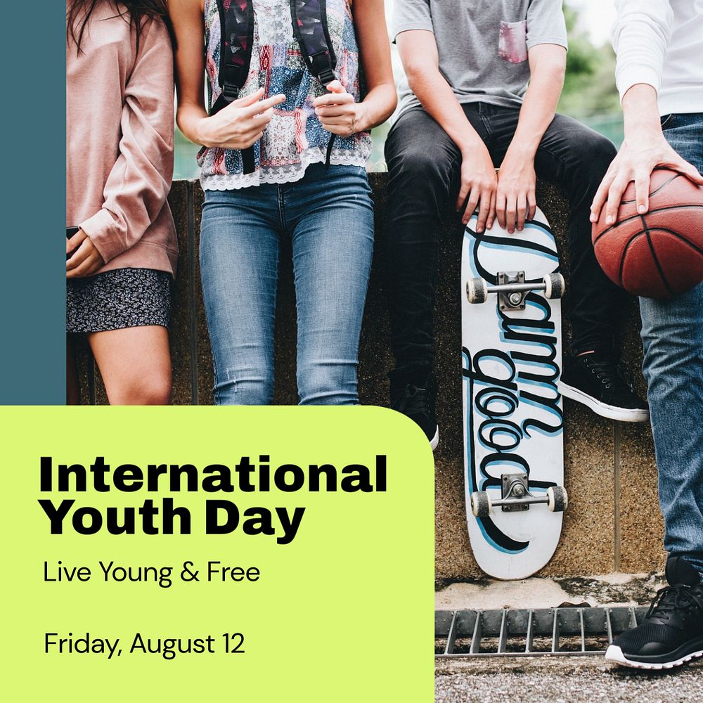 Youth day Instagram post template, editable text