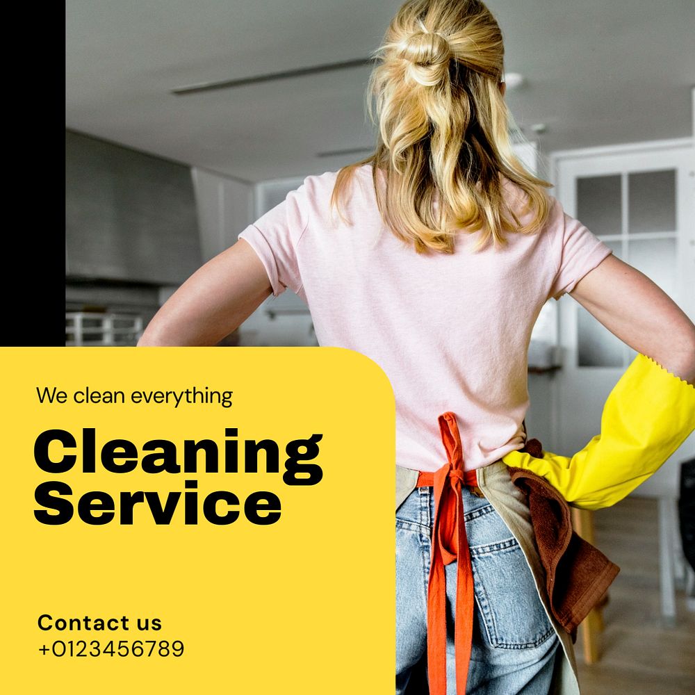 Cleaning service Instagram post template, editable text