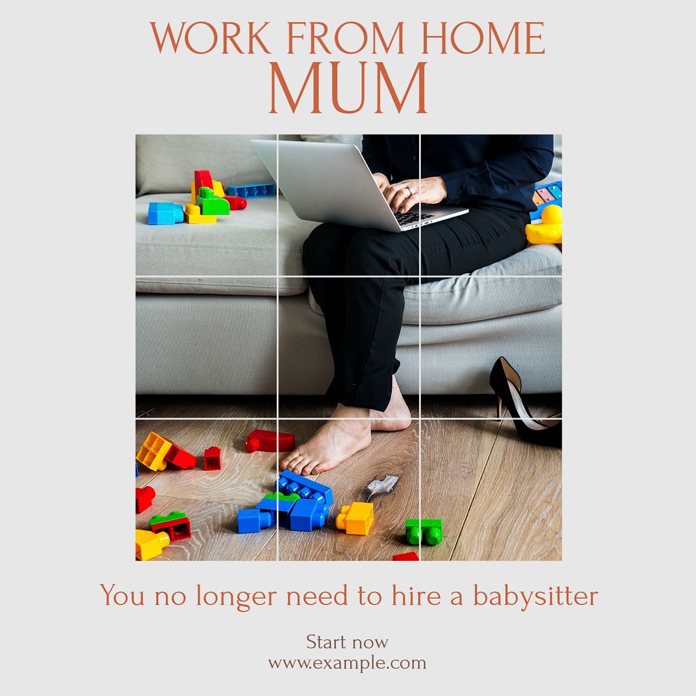 Working mother Instagram post template, editable text