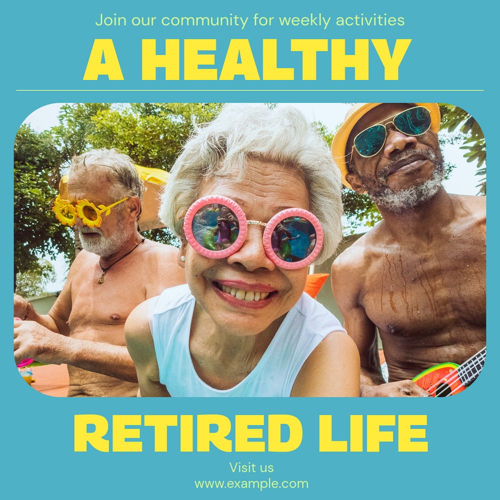 Retirement Instagram post template, editable text