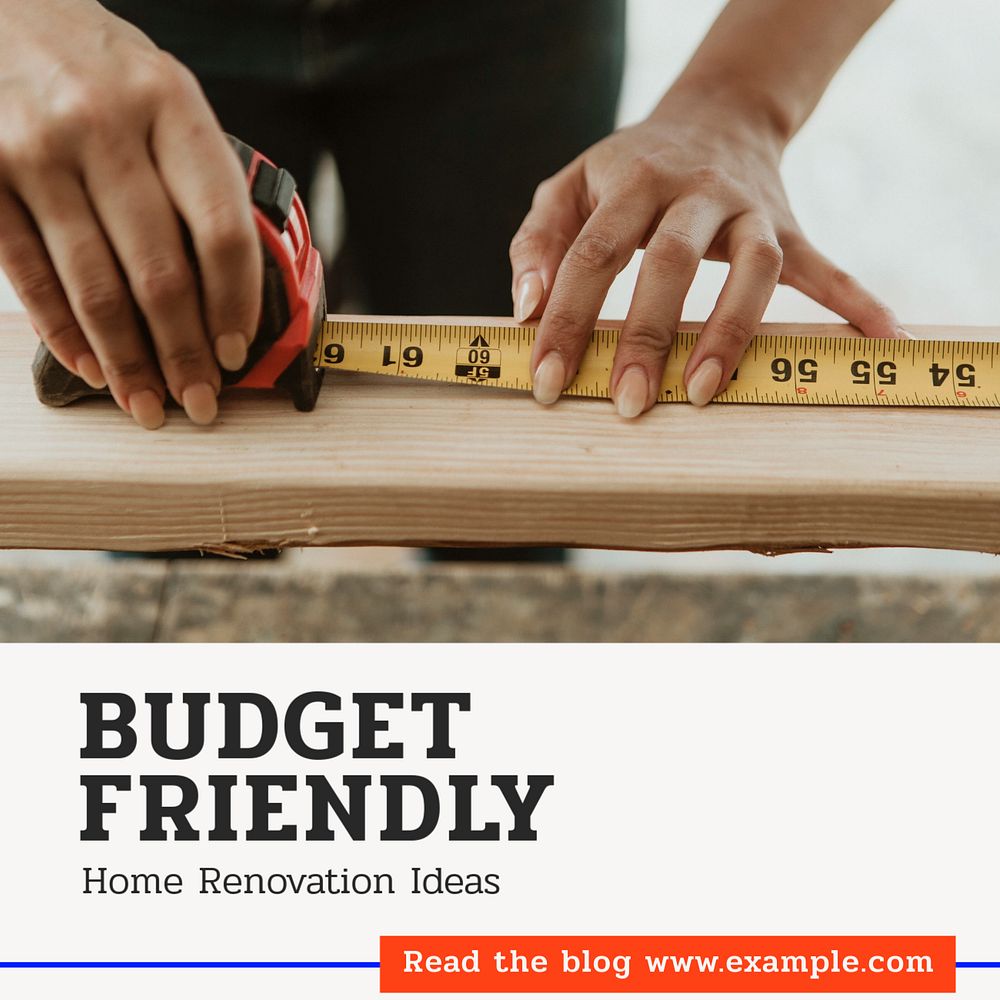 Budget friendly renovation Instagram post template, editable text