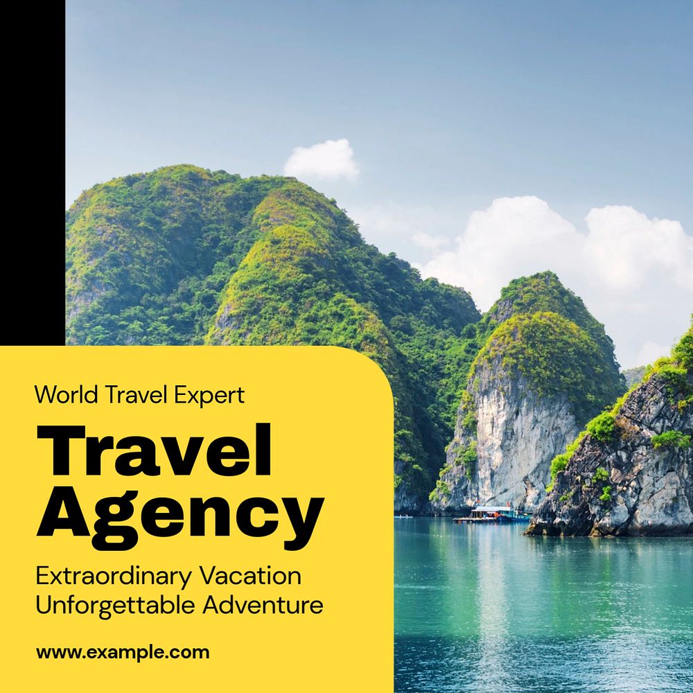 Travel agency Instagram post template, editable text