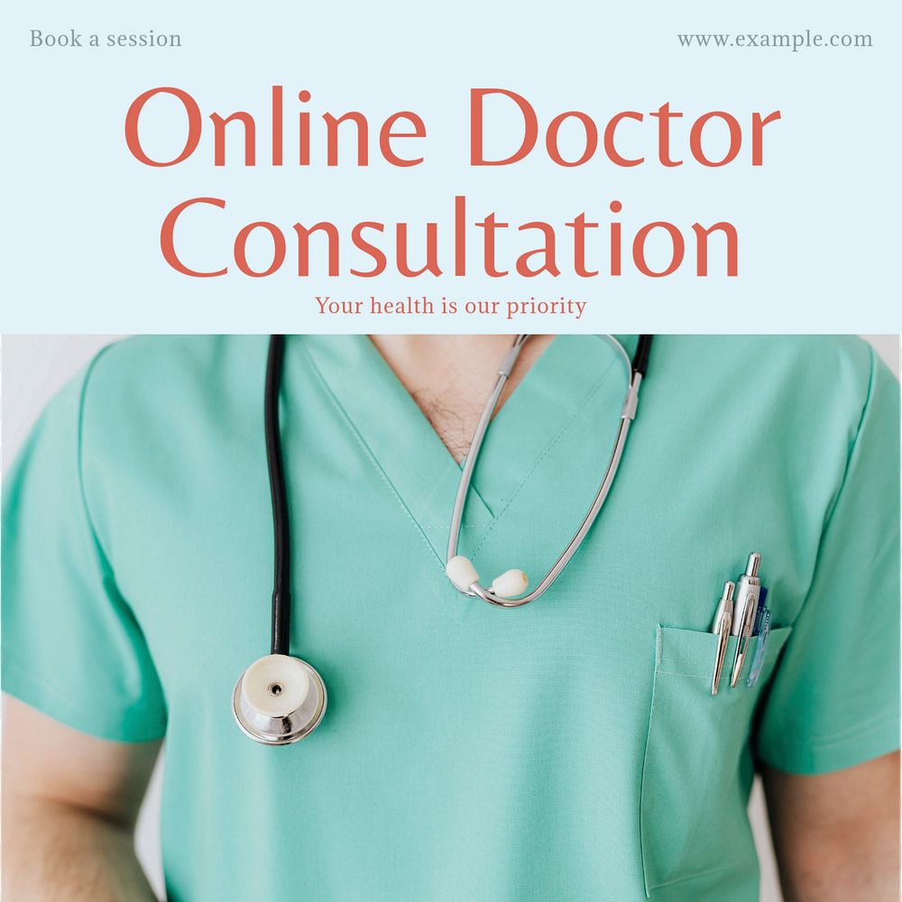 Online doctor Instagram post template, editable text