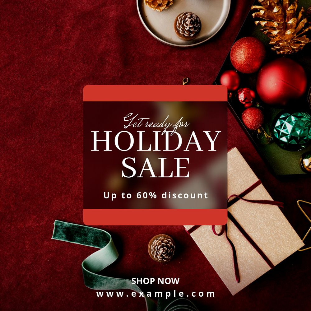 Holiday sale Instagram post template, editable text