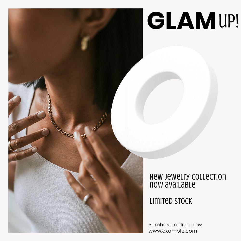 Glam up Instagram post template, editable text