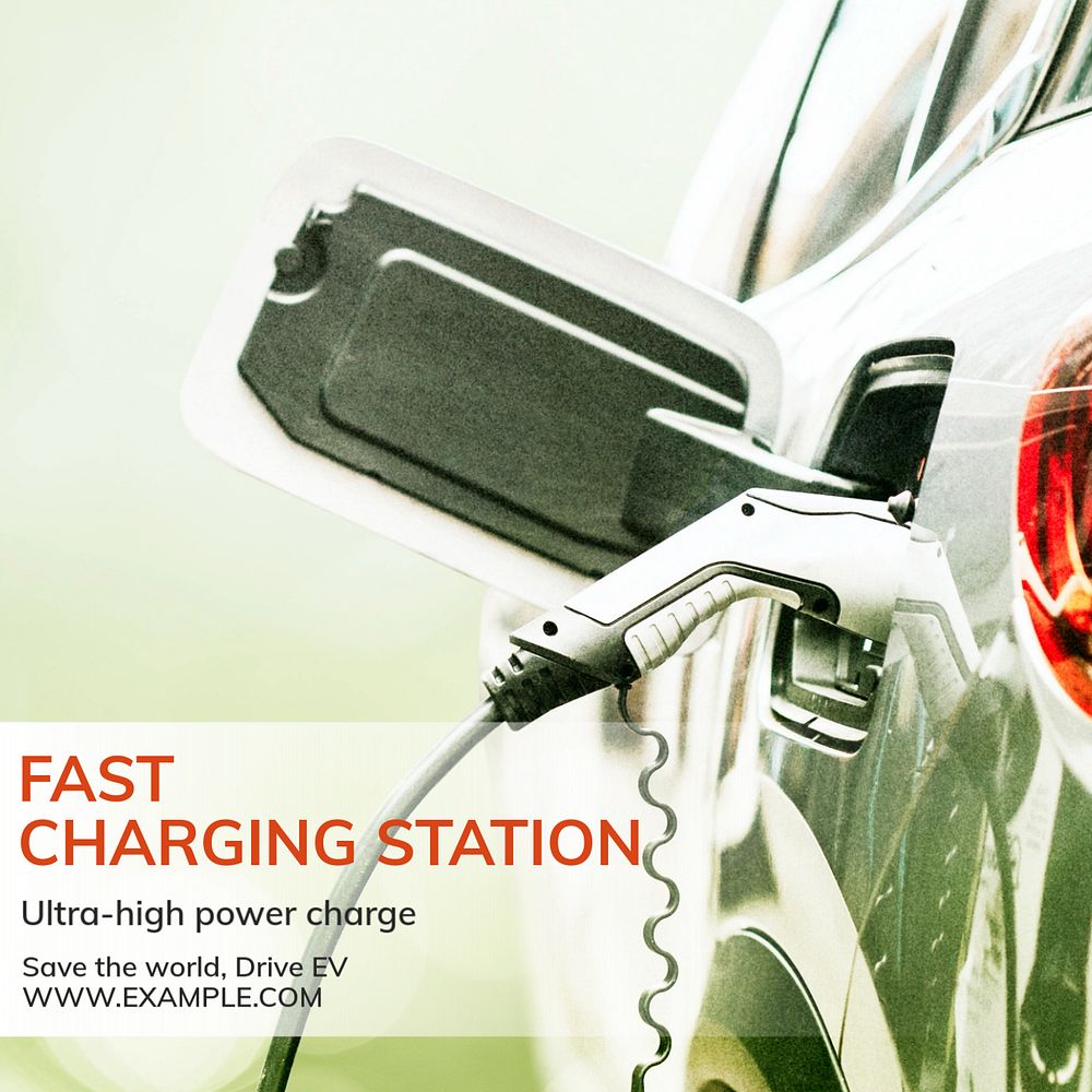 EV charging Instagram post template, editable text