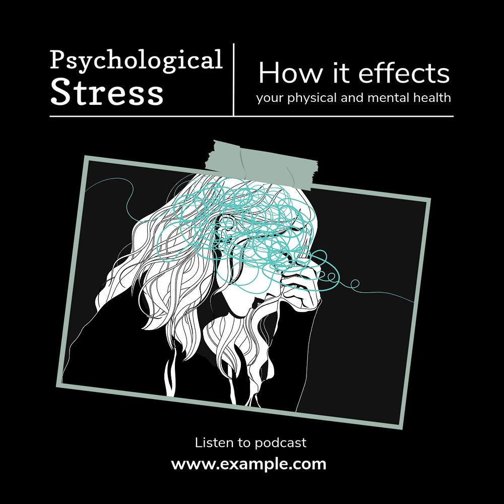 Psychological stress Instagram post template, editable text