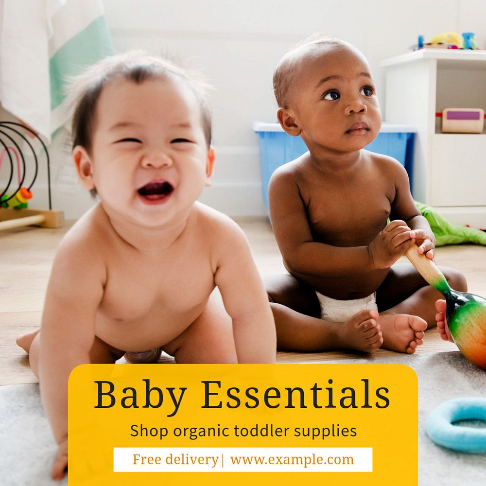 Baby essentials Instagram post template, editable text