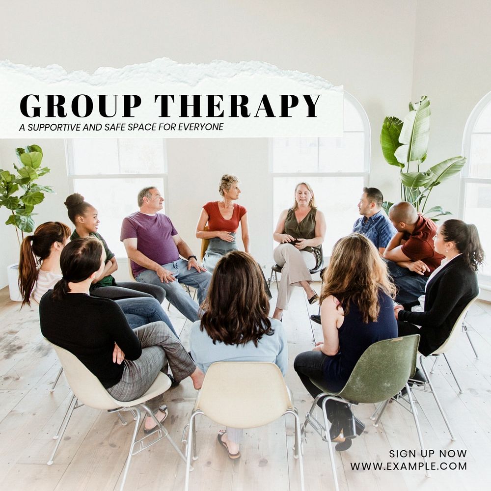 Group therapy Instagram post template, editable text