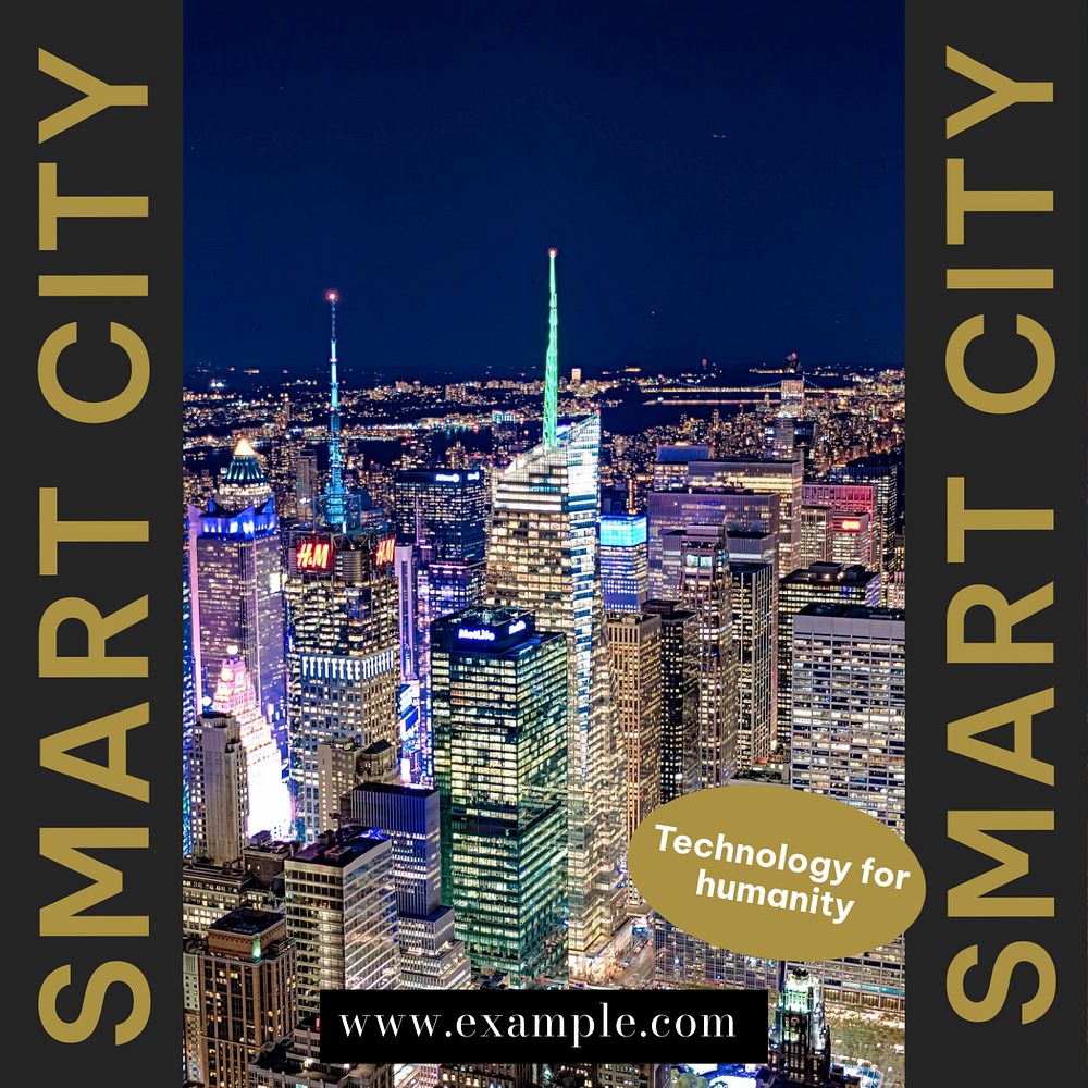 Smart city Instagram post template, editable text