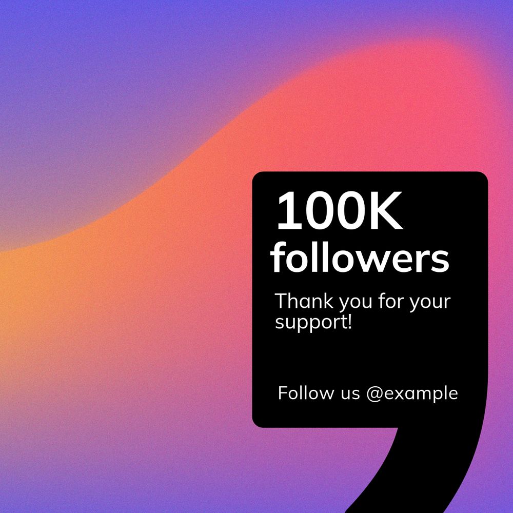 100k followers Instagram post template, editable text