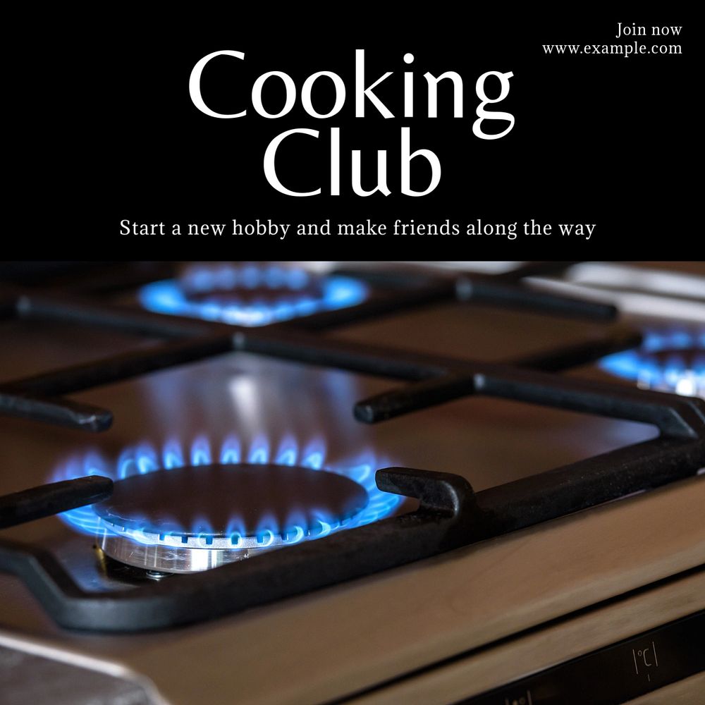 Cooking club Instagram post template, editable text