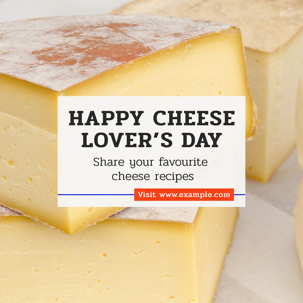 Cheese lover's day Instagram post template, editable text