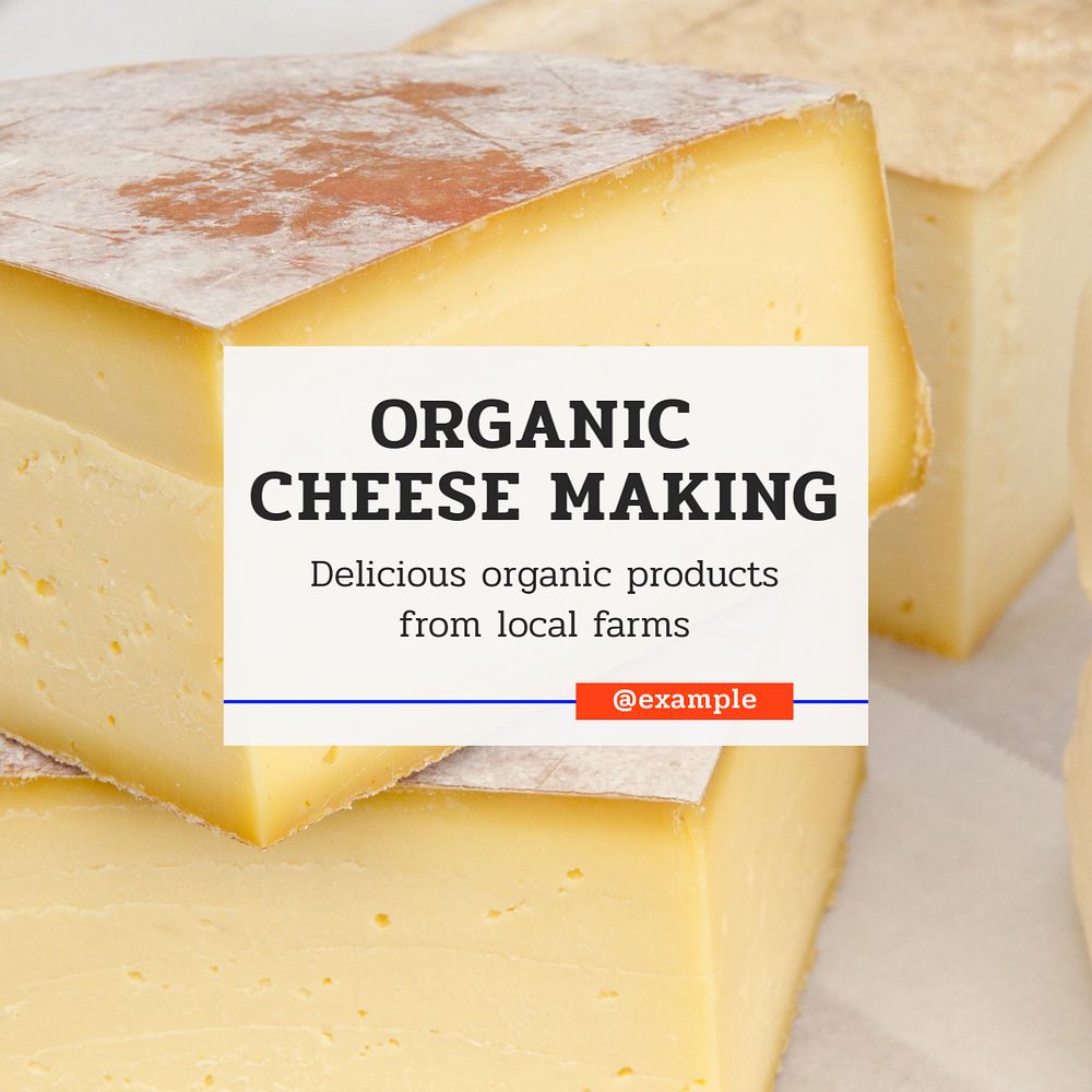 Cheese making Instagram post template, editable text