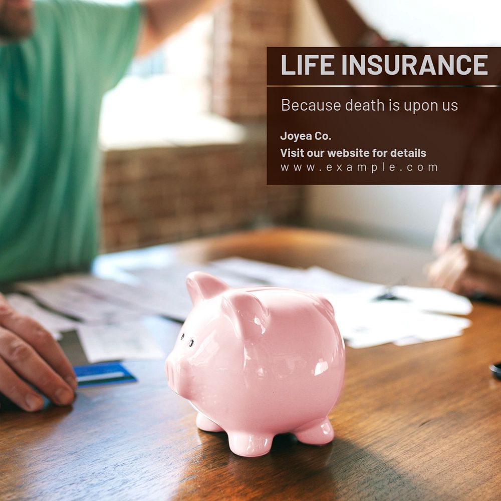 Life insurance Instagram post template, editable text