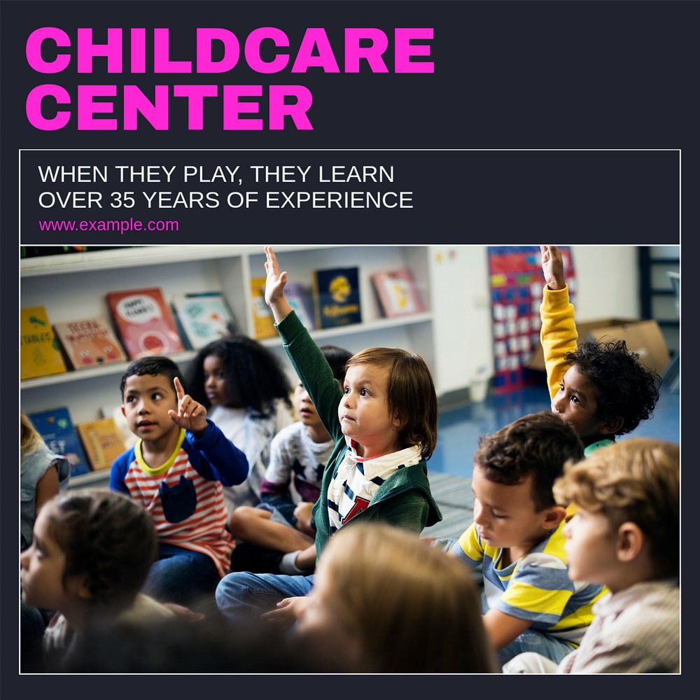 Childcare center Instagram post template, editable text