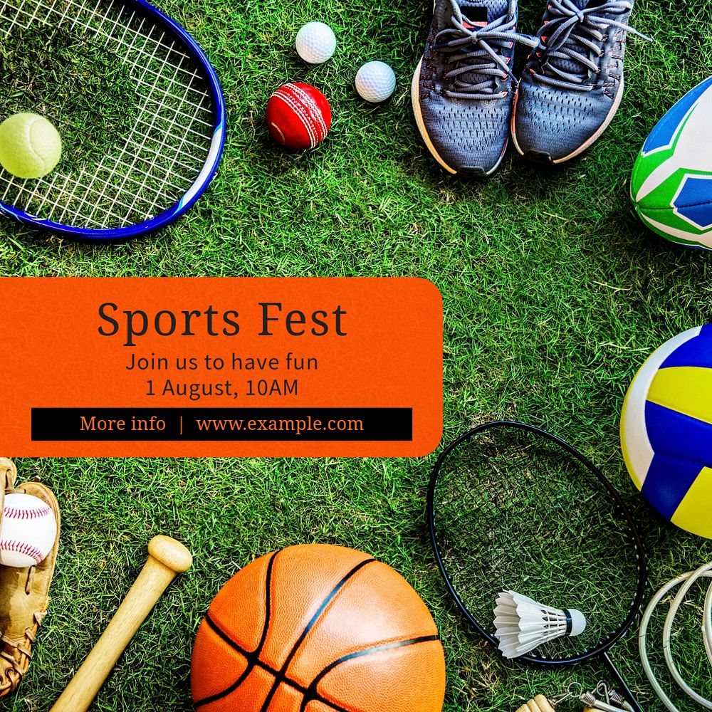 Sports fest Instagram post template, editable text