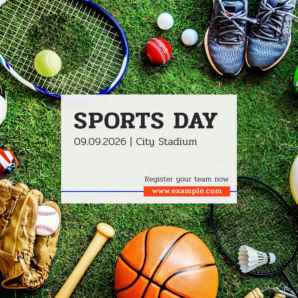 Sports day Instagram post template, editable text