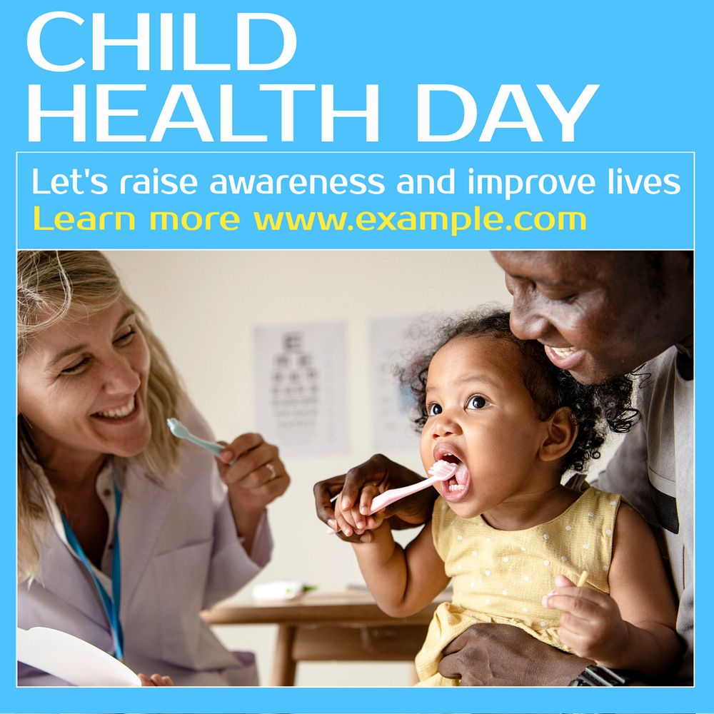 Child health day Instagram post template, editable text