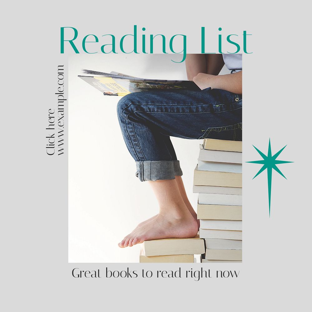 Reading list Instagram post template, editable text