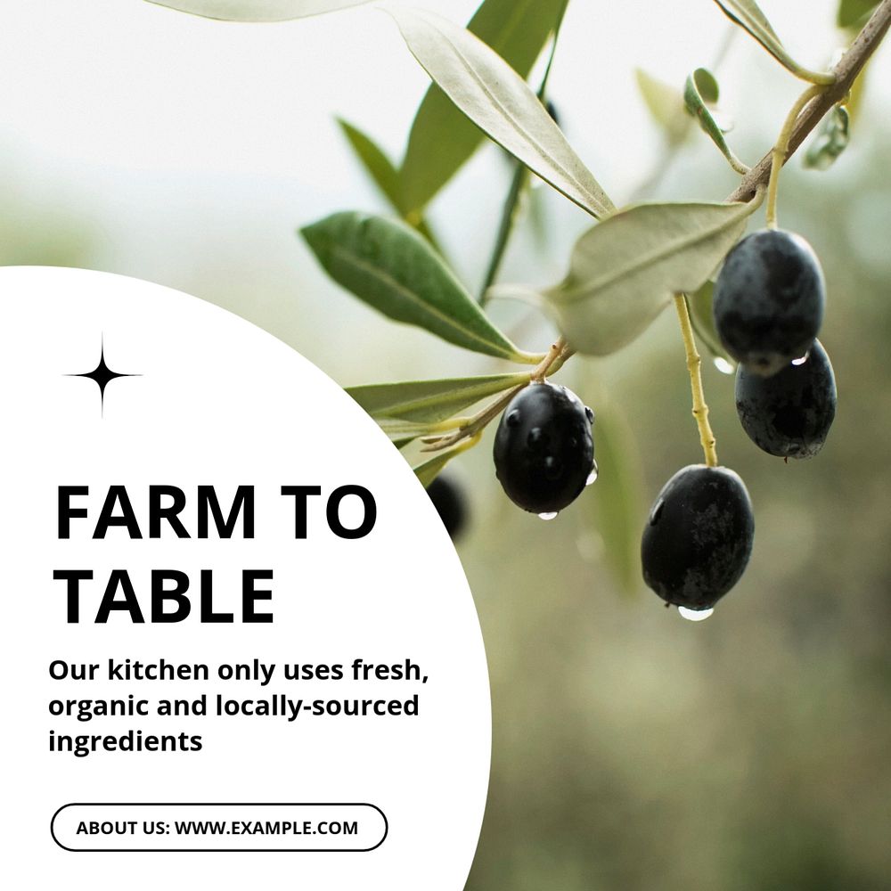 Farm to table Instagram post template, editable text