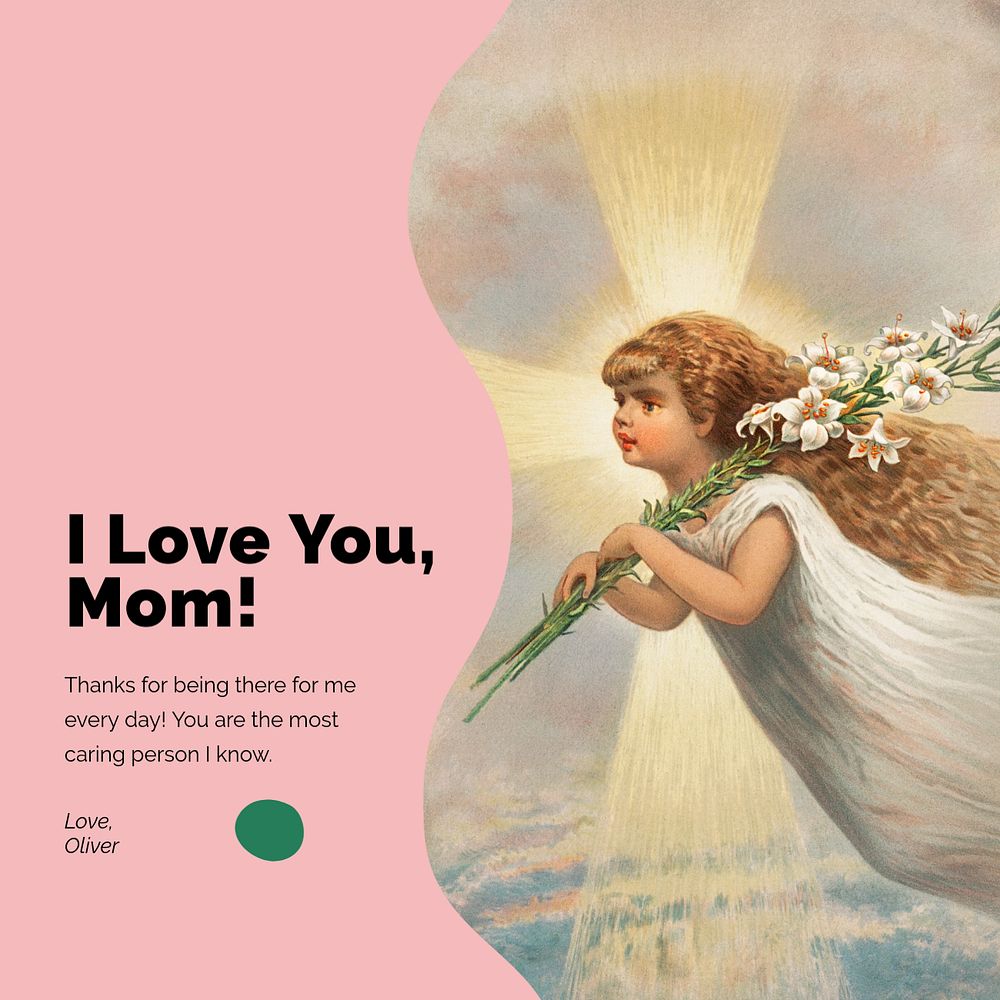 Love mom Instagram post template, editable text