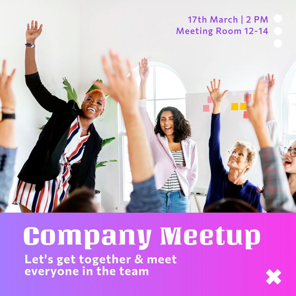 Company meetup Instagram post template, editable text