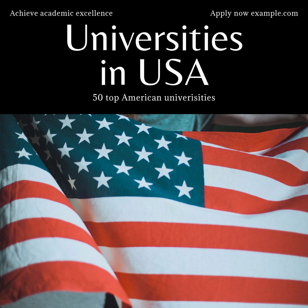 Study in USA Instagram post template, editable text