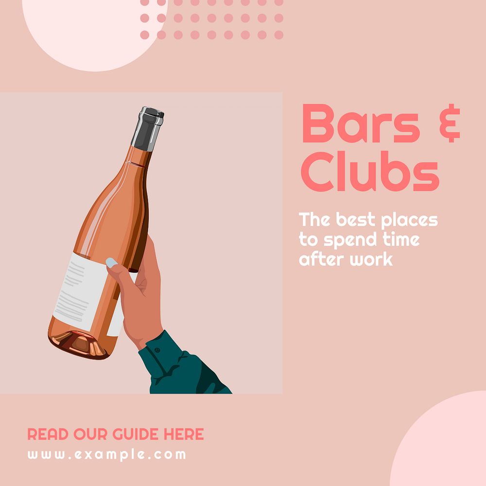 Bar & club Instagram post template, editable text