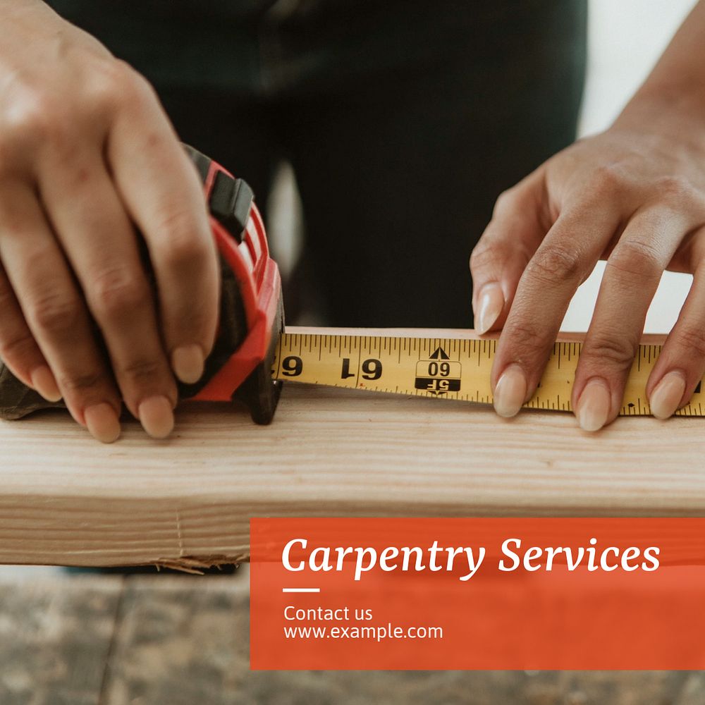 Carpentry services Instagram post template, editable text