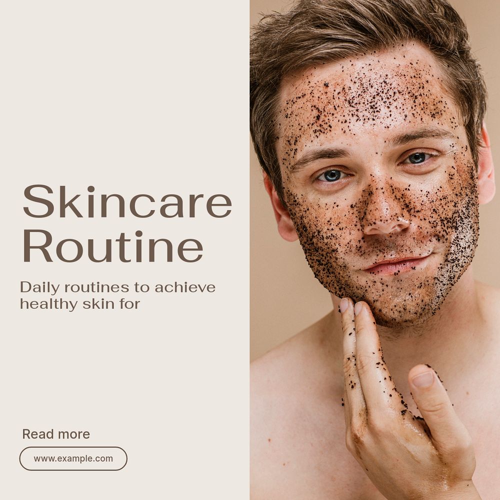 Skincare routine Instagram post template, editable text