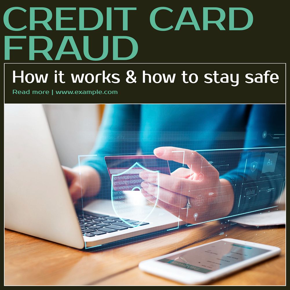 Credit card fraud Instagram post template, editable text