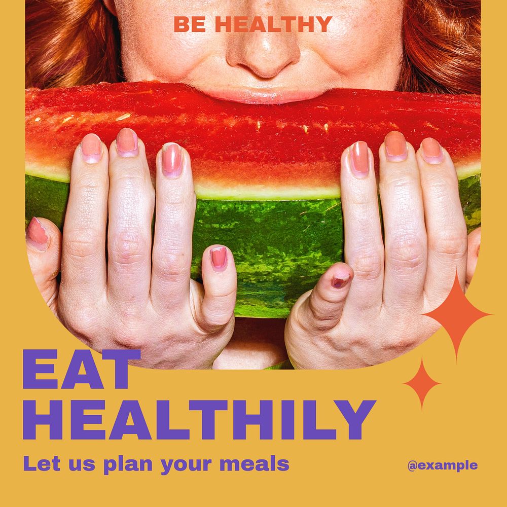 Healthy eating Instagram post template, editable text