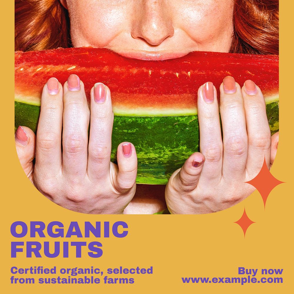 Organic fruits Instagram post template, editable text